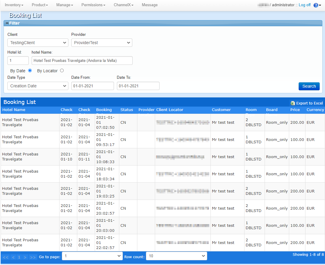 Inventory Booking List and Price